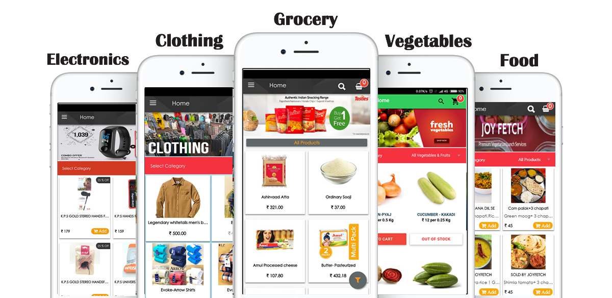 MobiApp e-commerce mobile apps for electronics, clothing, grocery, vegetables and food